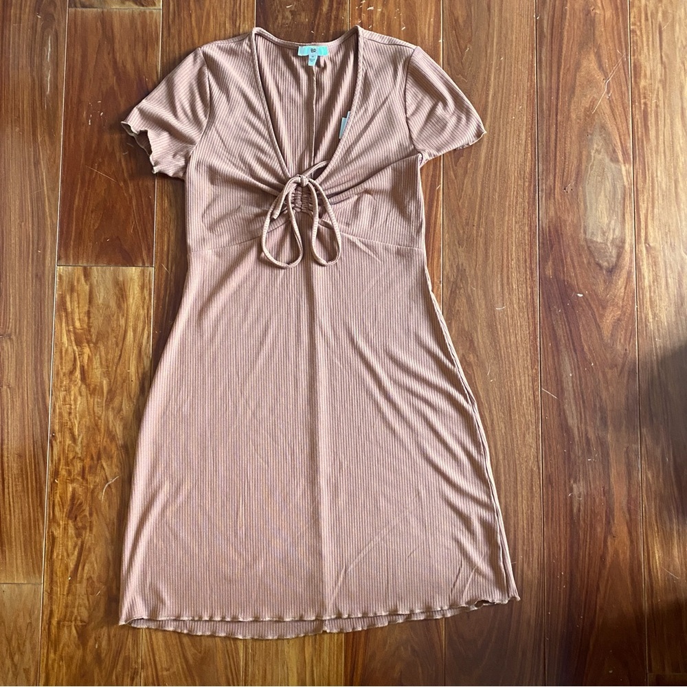 NWT BP Tie Front Lettuce Edge Mini Dress, Size Medium